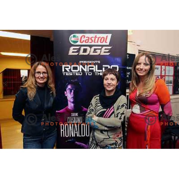 Polona Runovc (right) during presentation of Cristiano Ronaldo movie "Tested to the limit" sponsored by Castrol which was first time shown to Slovenian public in Kino Dvor, Ljubljana on October 25, 2011 