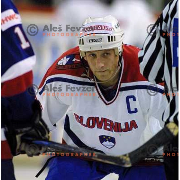 Tomaz Vnuk of Slovenia Ice-Hockey team during World Championship group B in Ljubljana, Slovenia on April 2001