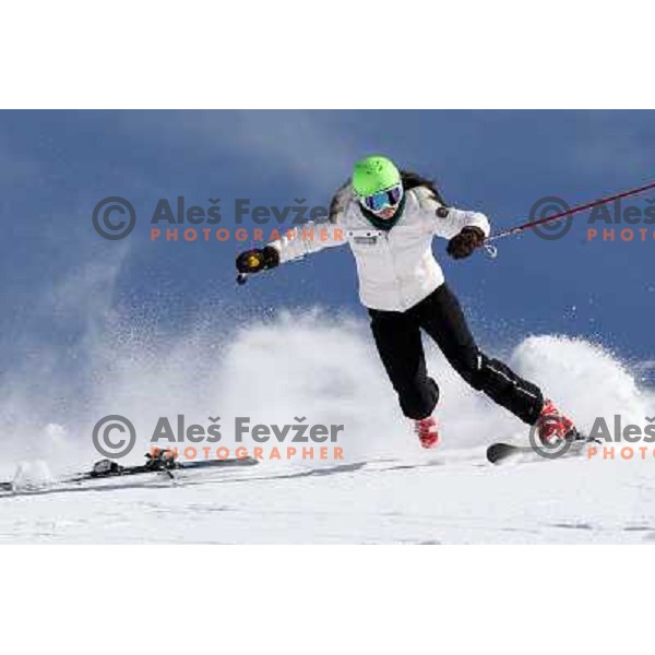 Ana Kobal longtime member of Slovenia alpine skiing team and Olympian at Torino 2006 Winter Games chrashing during freeride skiing at Krvavec Ski resort, Slovenia. She escaped without any injury thanks to her fitness. 
