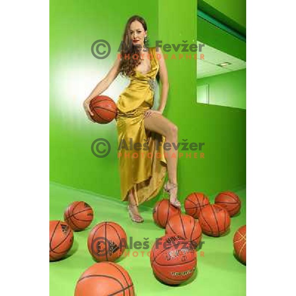 Model Iryna Osypenko during photo shoot for Union Olimpija basketclub calendar on November 29, 2012