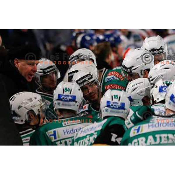Team of Telemach Olimpija in action during Icefest 2013 open-air hockey match played on Joze Plecnik Bezigrad stadion in Ljubljana, Slovenia on January 6th, 2013 