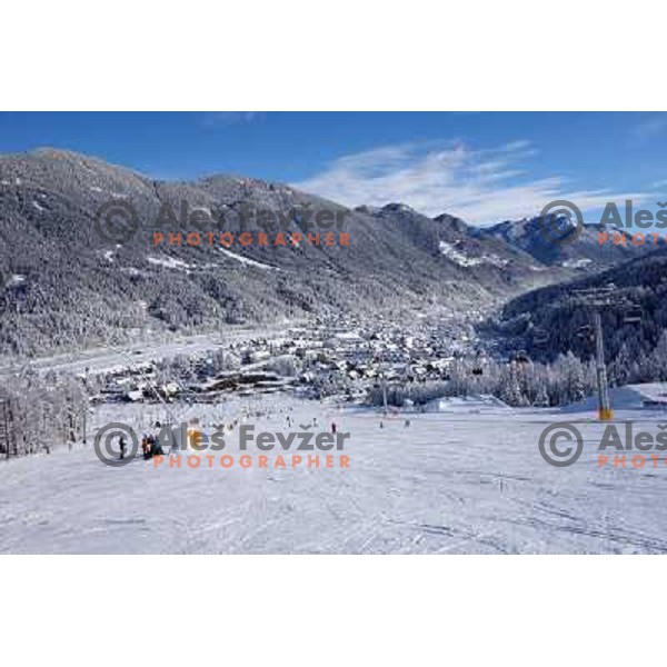 Kranjska gora ski resort in beautiful winter day on February 7, 2013 