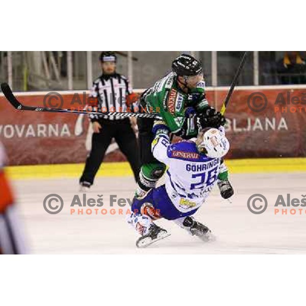 Pascal Morency of Telemach Olimpija in action during ice-hockey match Telemach Olimpija- VSV in round 14 of Ebel league 2013/2014, played in Hala Tivoli, Ljulbjana, Slovenia on October 20,2013 
