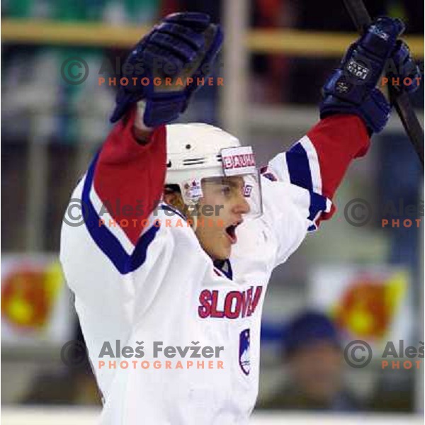 Gregor Poloncic of Slovenia Ice-Hockey team during World Championship group B in Ljubljana, Slovenia on April 2001