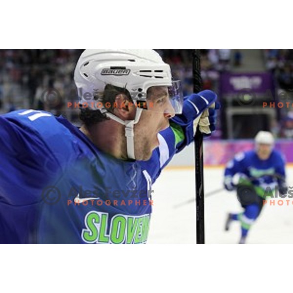 Anze Kopitar of Slovenia in action during Preliminary round match Slovakia-Slovenia at Bolshoy Ice Dome, Sochi 2014 Winter Olympic games, Russia on February 15, 2014