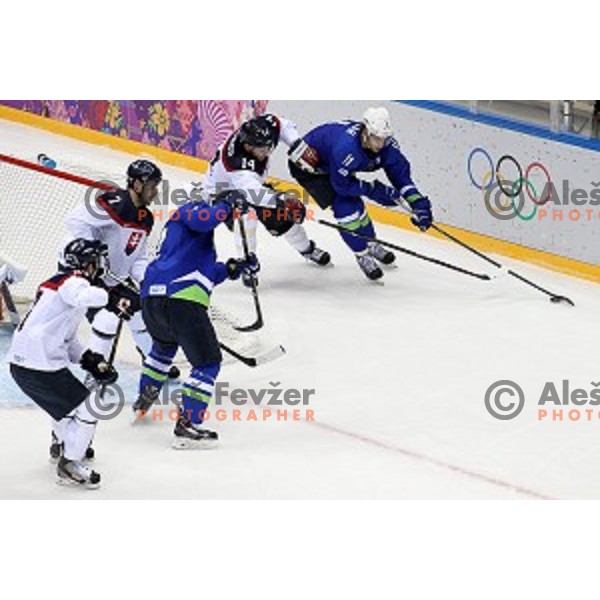 Anze Kopitar of Slovenia in action during Preliminary round match Slovakia-Slovenia in Bolshoy Ice Dome, Sochi 2014 Winter Olympic games, Russia on February 15, 2014