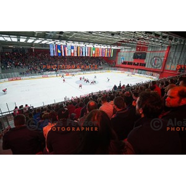 Podmezakla hall during ice hockey final match of Slovenian National League in Season 2014/15 between HDD SIJ Acroni Jesenice and HDD Telemach Olimpija, played in Podmezakla Hall, Jesenice, Slovenia, on April 15th, 2015.