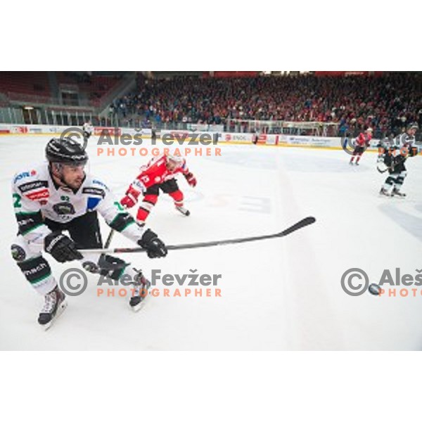 Matic Podlipnik HDD Telemach Olimpija in action during ice hockey final match of Slovenian National League in Season 2014/15 between HDD SIJ Acroni Jesenice and HDD Telemach Olimpija, played in Podmezakla Hall, Jesenice, Slovenia, on April 15th, 2015.