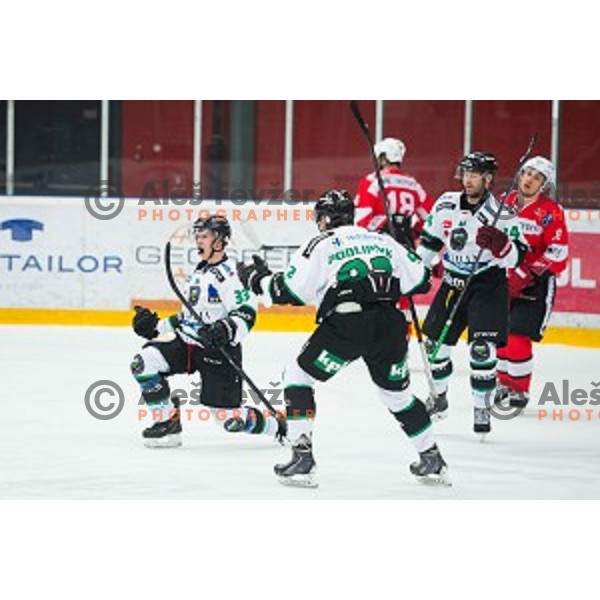 Jure Sotlar of HDD Telemach Olimpija in action during ice hockey final match of Slovenian National League in Season 2014/15 between HDD SIJ Acroni Jesenice and HDD Telemach Olimpija, played in Podmezakla Hall, Jesenice, Slovenia, on April 15th, 2015.
