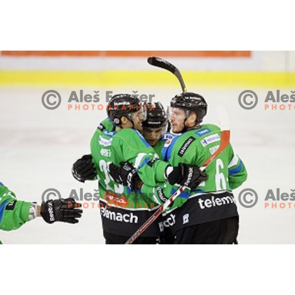 of Telemach Olimpija in action during ice-hockey match Telemach Olimpija-Dornbirn in EBEL league 2015/2016 in Hala Tivoli, Ljubljana, Slovenia on October 13, 2015