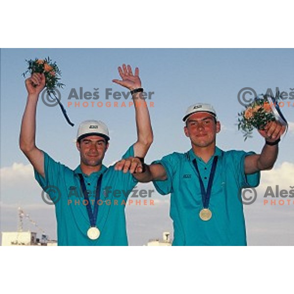 Tomaz Copi and Mitja Margon of Slovenia winners of 470 class sailing regatta at Bari 1997 Mediteranean Games, Italy
