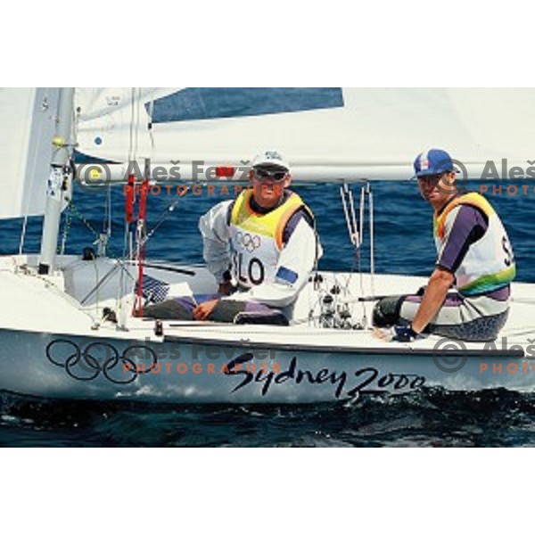 Mitja Margon and Tomaz Copi of Slovenia during 470 class sailing regatta at Syndey 2000 Summer Olympic games, Australia
