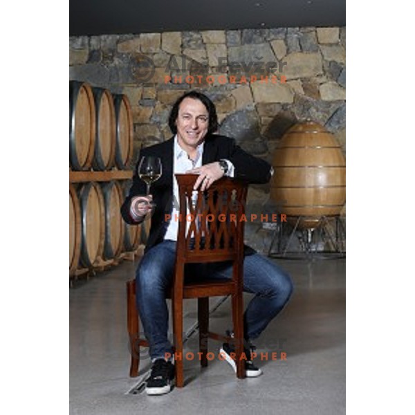 Marjan Simcic , slovenian winemaker from Ceglo in Goriska Brda at his wine cellar on February 5, 2016
