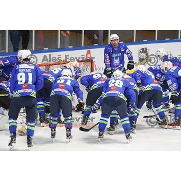 Anze Ropret of Slovenia in action during EIHC Challenge ice-hockey match between Slovenia and France in Bled Ice Hall, Slovenia on November 4, 2016