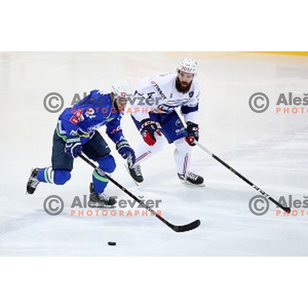 Rok Ticar of Slovenia in action during EIHC Challenge ice-hockey match between Slovenia and France in Bled Ice Hall, Slovenia on November 4, 2016