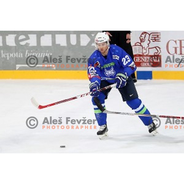 Luka Vidmar of Slovenia in action during EIHC Challenge ice-hockey match between Slovenia and France in Bled Ice Hall, Slovenia on November 4, 2016