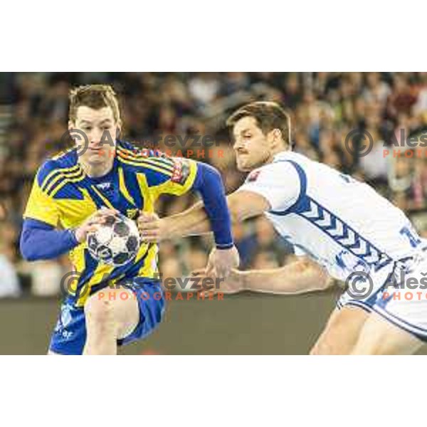 Celje’s Miha Zarabec (23) in action during EHF Champions League match between PPD Zagreb (Croatia) and Celje PL (Slovenia) in Arena Zagreb, Zagreb on March 9th, 2017 