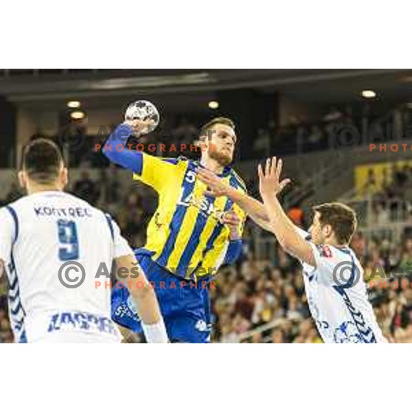 Celje’s Borut Mackovsek (51) in action during EHF Champions League match between PPD Zagreb (Croatia) and Celje PL (Slovenia) in Arena Zagreb, Zagreb on March 9th, 2017 