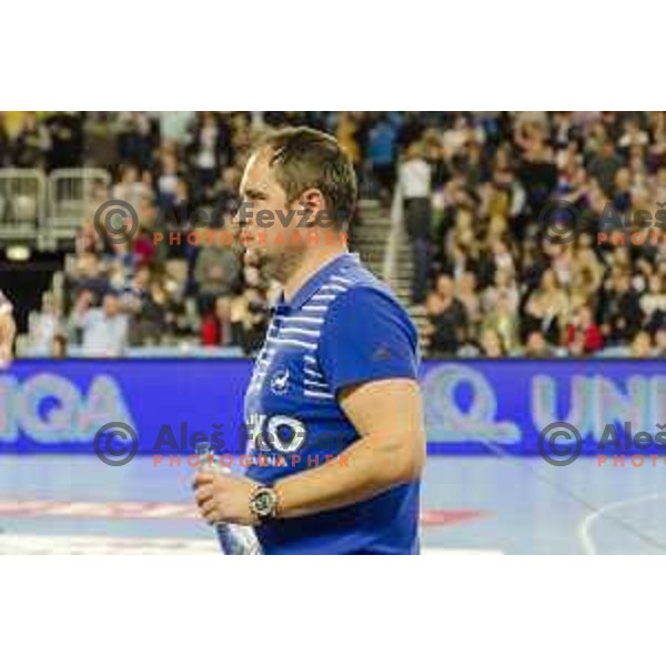 Celje’s head coach Branko Tamse in action during EHF Champions League match between PPD Zagreb (Croatia) and Celje PL (Slovenia) in Arena Zagreb, Zagreb on March 9th, 2017 