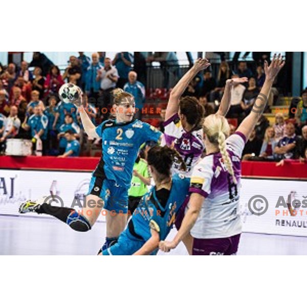 Tamara Georgjev in action during EHF Womens champions league match between Krim Mercator and Midtylland in Ljubljana, Slovenia on March 11, 2017