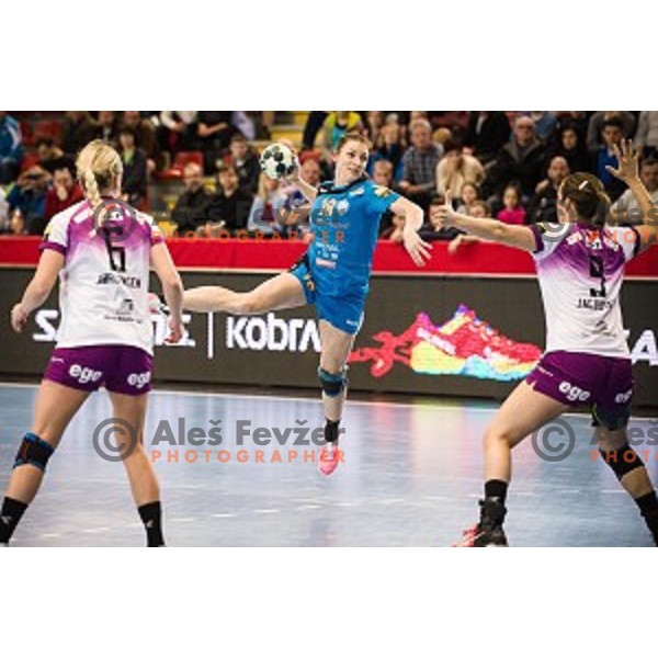 Nina Zulic in action during EHF Womens champions league match between Krim Mercator and Midtylland in Ljubljana, Slovenia on March 11, 2017