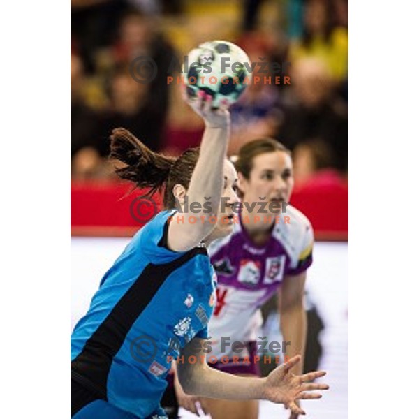 Nina Jericek in action during EHF Womens champions league match between Krim Mercator and Midtylland in Ljubljana, Slovenia on March 11, 2017