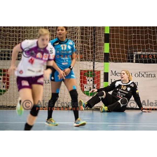 Misa Marincek in action during EHF Womens champions league match between Krim Mercator and Midtylland in Ljubljana, Slovenia on March 11, 2017