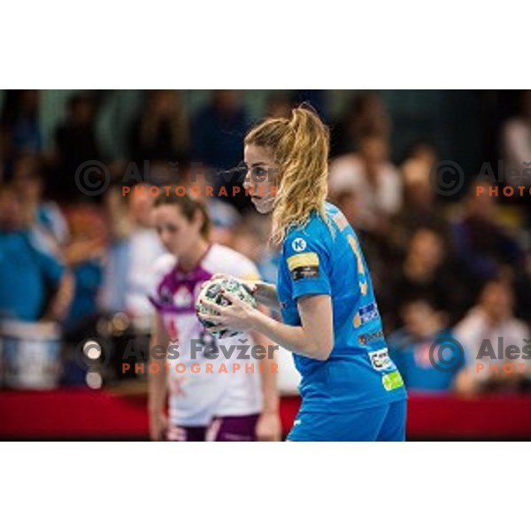 Ana Abina in action during EHF Womens champions league match between Krim Mercator and Midtylland in Ljubljana, Slovenia on March 11, 2017