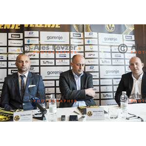 Zeljko Babic, Milan Meza and Matej Avanzo during Gorenje Velenje press conference in Vila Herberstain, Velenje, on April 7th, 2017