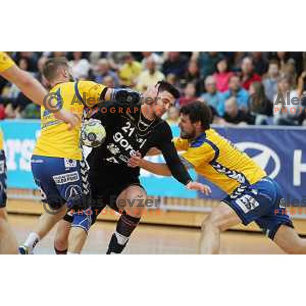 action during 1.NLB Leasing League handball match between RD Koper 2013 and RK Gorenje Velenje in Bonifika Hall, Koper on April 8, 2017