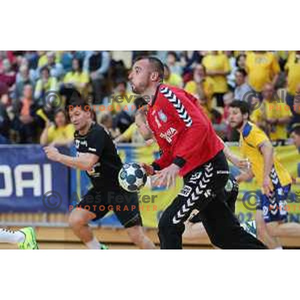 action during 1.NLB Leasing League handball match between RD Koper 2013 and RK Gorenje Velenje in Bonifika Hall, Koper on April 8, 2017