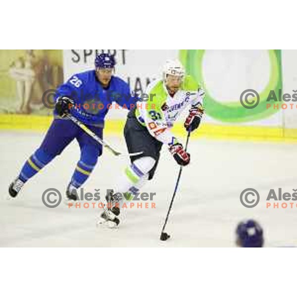 action during friendly ice-hockey match between Slovenia and Kazakhstan in Ljubljana on April 15, 2017