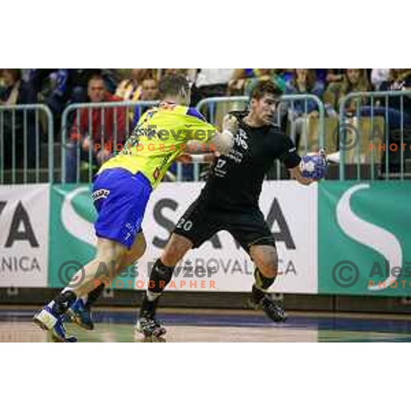 Luka Mitrovic of Gorenje Velenje in action during handball match between Celje PL - Gorenje Velenje, semi final Slovenia cup match 2016/17, played in Dvorana Tabor, Maribor, Slovenia on April 15, 2017