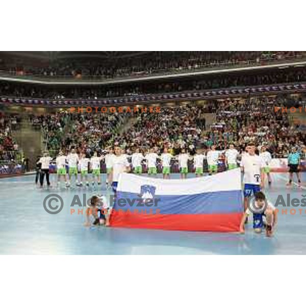 action during Euro 2018 Qualifyers handball match between Slovenia and Germany in SRC Stozice, Ljubljana, Slovenia on May 3,2017