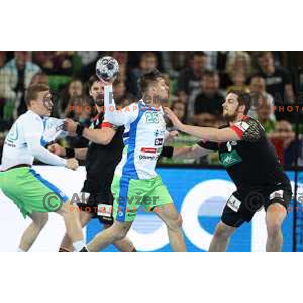 Marko Bezjak in action during Euro 2018 Qualifyers handball match between Slovenia and Germany in SRC Stozice, Ljubljana, Slovenia on May 3,2017