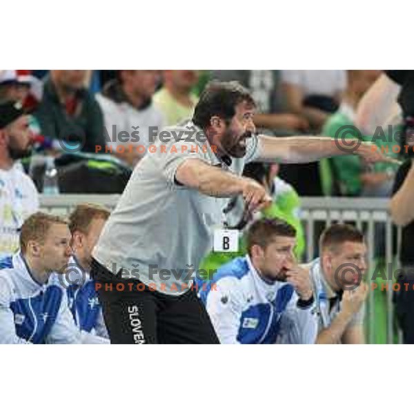 Veselin Vujovic, head coach of Slovenia in action during Euro 2018 Qualifyers handball match between Slovenia and Germany in SRC Stozice, Ljubljana, Slovenia on May 3,2017