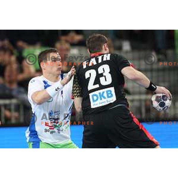 Vid Poteko in action during Euro 2018 Qualifyers handball match between Slovenia and Germany in SRC Stozice, Ljubljana, Slovenia on May 3,2017