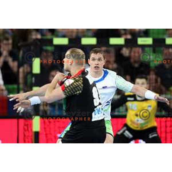 Vid Poteko in action during Euro 2018 Qualifyers handball match between Slovenia and Germany in SRC Stozice, Ljubljana, Slovenia on May 3,2017
