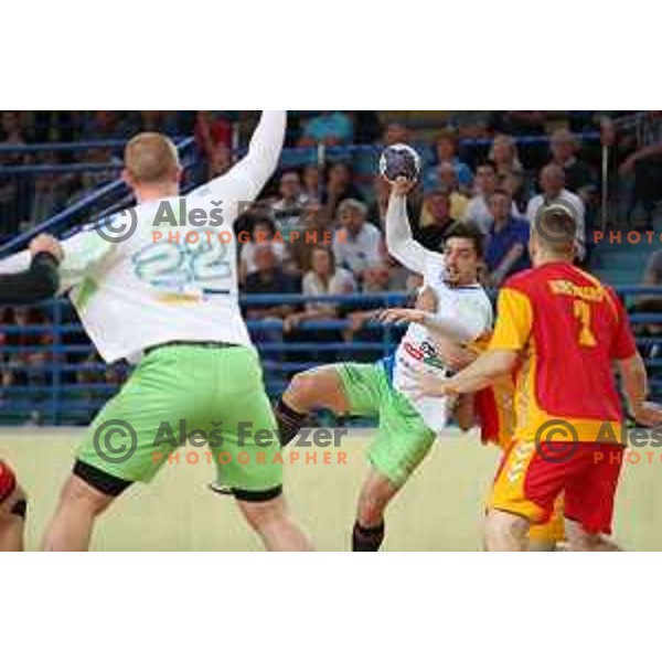 Gregor Potocnik in action during friendly handball match between Slovenia and Montenegro in Skofja Loka, Slovenia on June 8, 2017