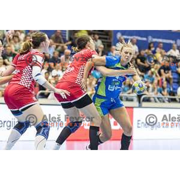 in action during Women’s World Cup qualification handball match between Slovenia and Croatia in Golovec Hall, Celje on June 15th, 2017