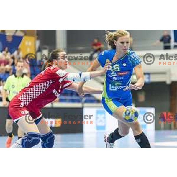 Barbara Lazovic (15) in action during Women’s World Cup qualification handball match between Slovenia and Croatia in Golovec Hall, Celje on June 15th, 2017