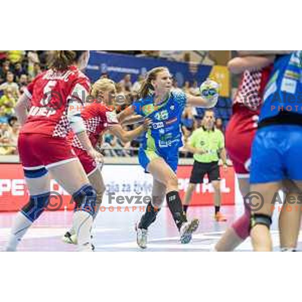 Barbara Lazovic (15) in action during Women’s World Cup qualification handball match between Slovenia and Croatia in Golovec Hall, Celje on June 15th, 2017