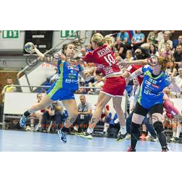 Tjasa Stanko (10) in action during Women’s World Cup qualification handball match between Slovenia and Croatia in Golovec Hall, Celje on June 15th, 2017
