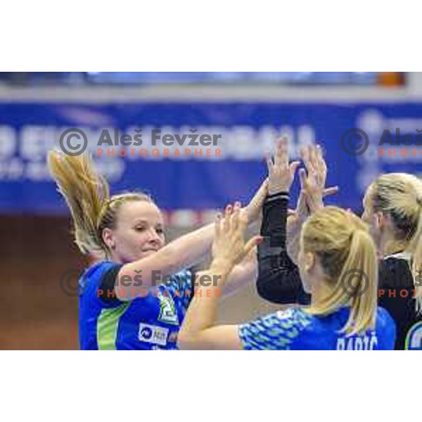 Team Slovena in action during Women’s World Cup qualification handball match between Slovenia and Croatia in Golovec Hall, Celje on June 15th, 2017