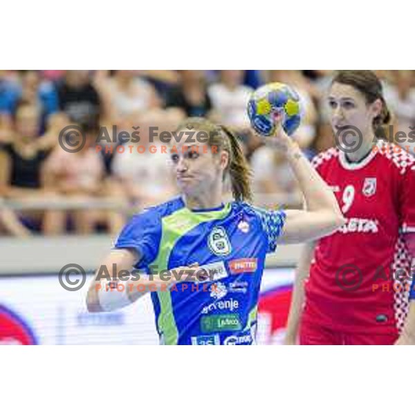 Ana Gros (6) in action during Women’s World Cup qualification handball match between Slovenia and Croatia in Golovec Hall, Celje on June 15th, 2017