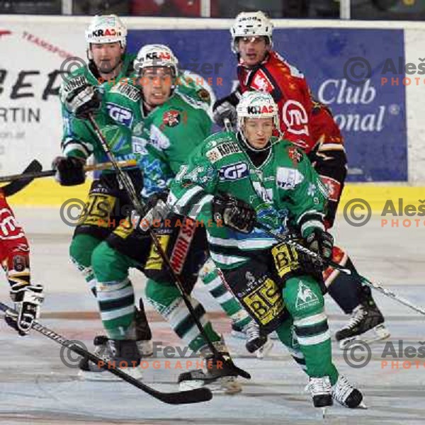 Zupancic, Muric and Kontrec at ice-hockey match ZM Olimpija-Acroni Jesenice in 22nd round of Ebel league,played in LJUBLJANA (Slovenia) 18.11.2007. Photo by Ales Fevzer 