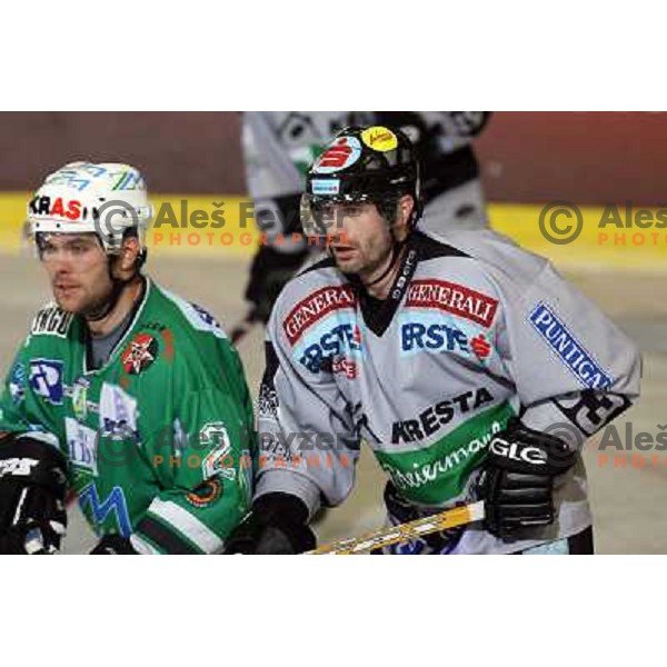 Mitchell (2) and Jan at match ZM Olimpija-Graz 99ers in Ebel league,played in Ljubljana (Slovenia) 27.11.2007. Photo by Ales Fevzer 