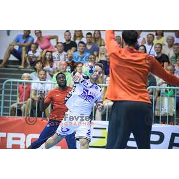 in action during friendly handball game between Maribor and Paris SG in Tabor Hall, Maribor, Slovenia on August 11, 2017