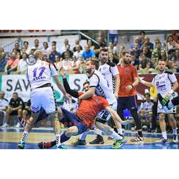 Nikola Karabatic in action during friendly handball game between Maribor and Paris SG in Tabor Hall, Maribor, Slovenia on August 11, 2017