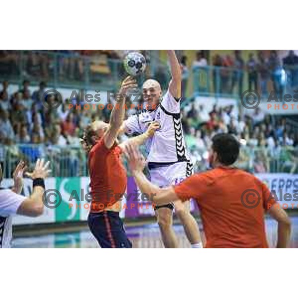 Celmis Andres in action during friendly handball game between Maribor and Paris SG in Tabor Hall, Maribor, Slovenia on August 11, 2017
